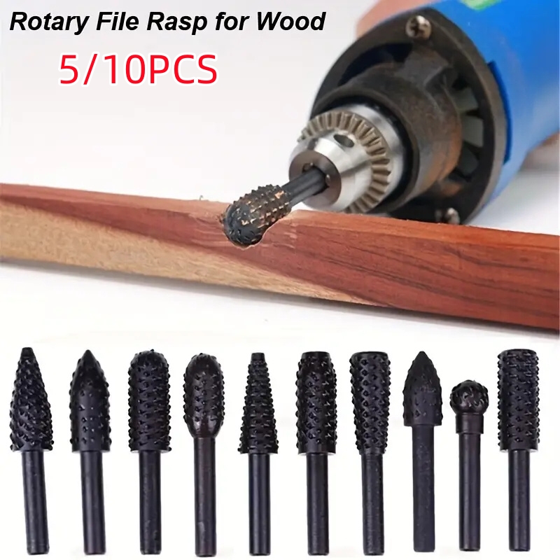 Woodworking Files And Rasps - 5PCS/10PCS 6mm Shank Rotary Burr Set