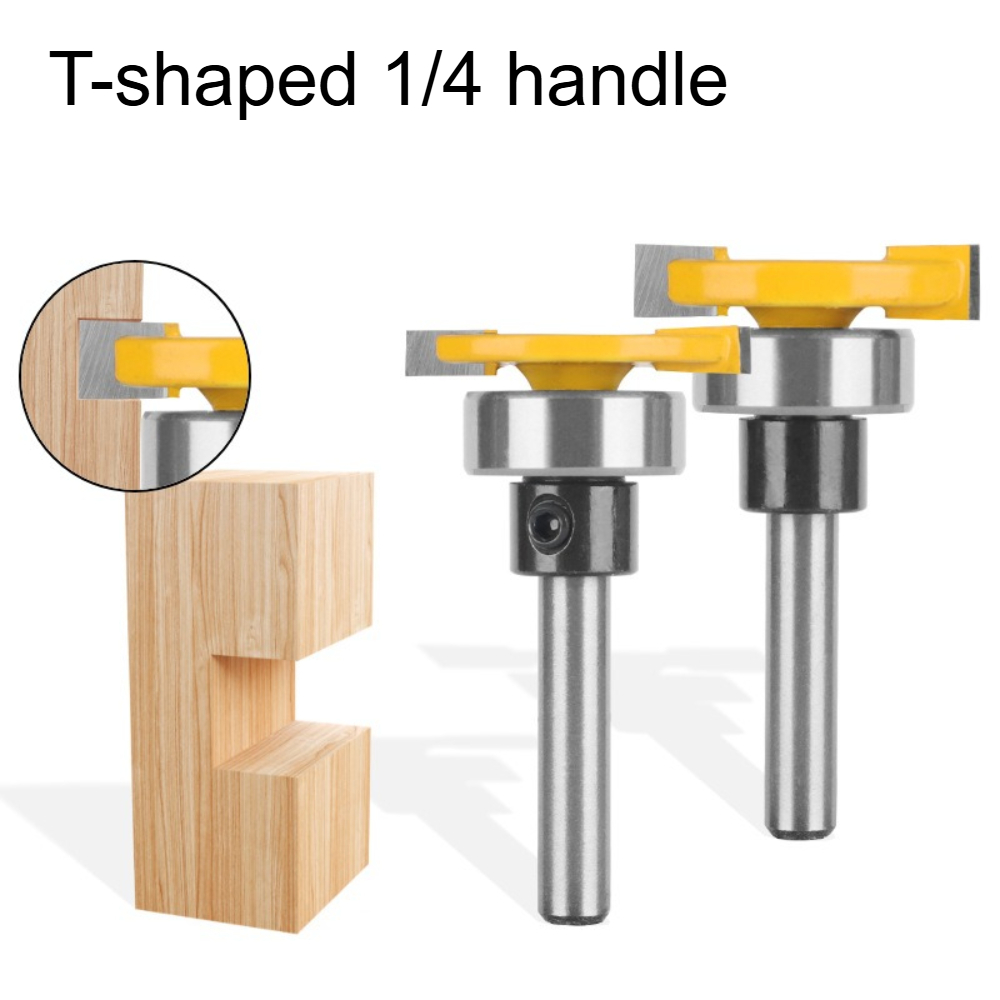 Woodworking Groove - Bearing T-shaped 1/4 handle woodworking milling