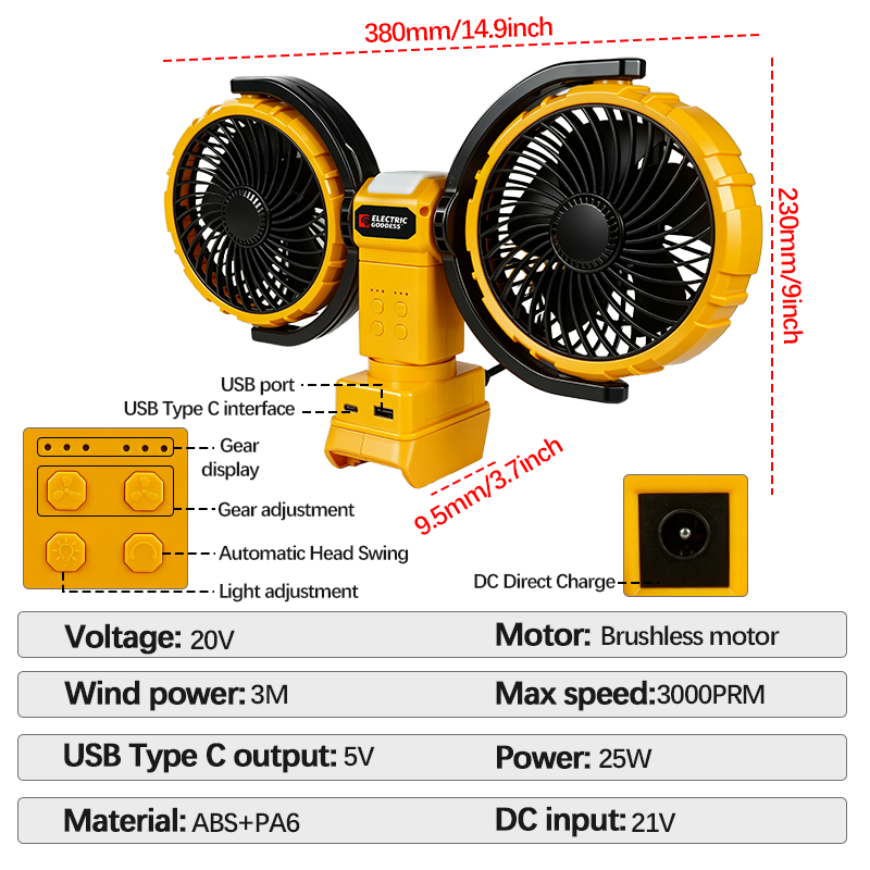 3000RPM Portable Dual Head Fan - огляд і ціна Woodworking Class
