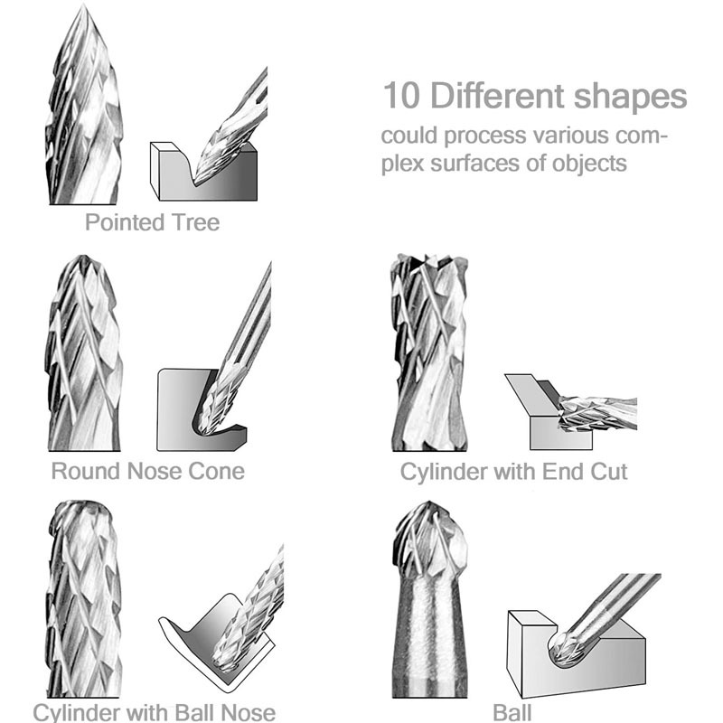 3mm Shank Tungsten Carbide Bur - огляд і ціна Woodworking Files And Rasps