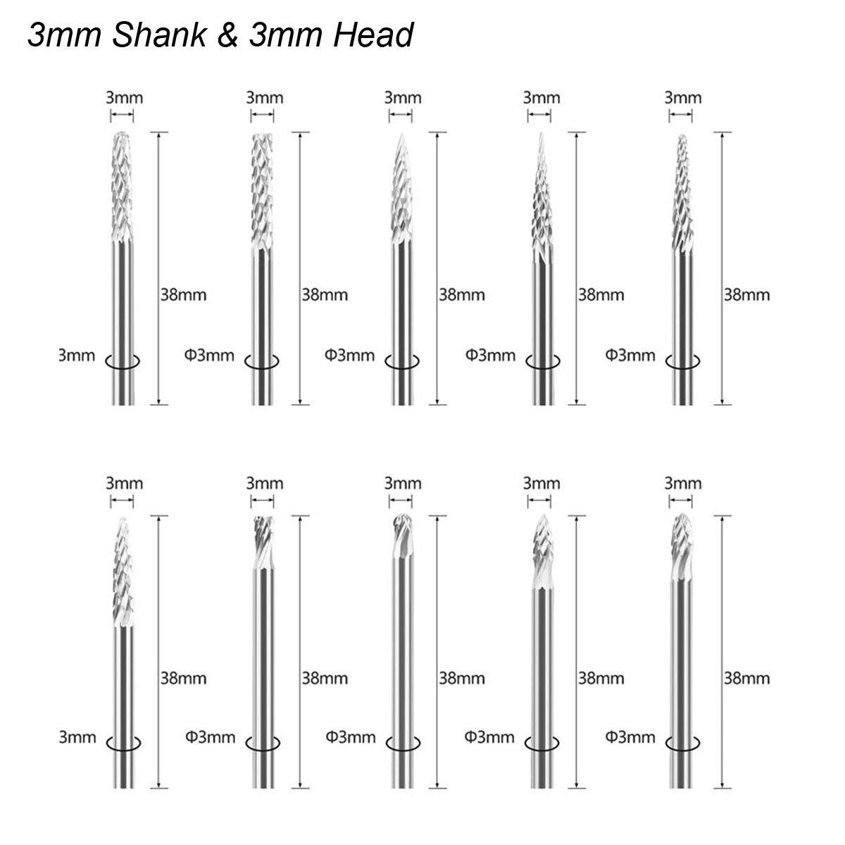 3mm Shank Tungsten Carbide Bur - огляд і ціна Woodworking Files And Rasps