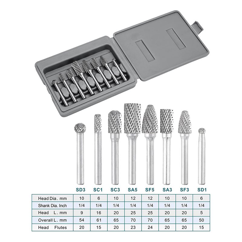AT43-Carbide Burr Set 1/4 Inch - огляд і ціна Woodworking Files And Rasps