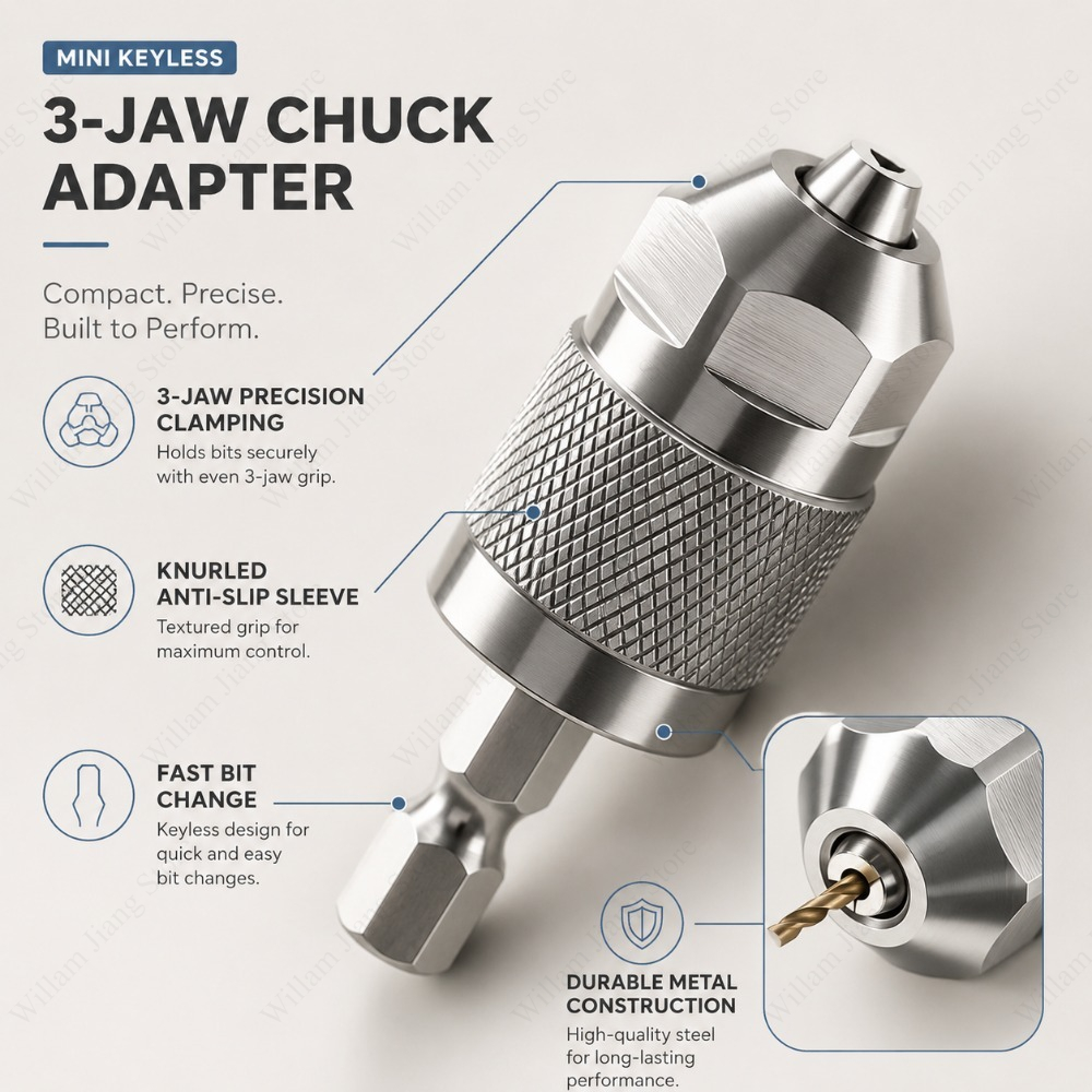 3 Jaw Drill Chuck Adapter with - огляд і ціна Woodworking Power Tools